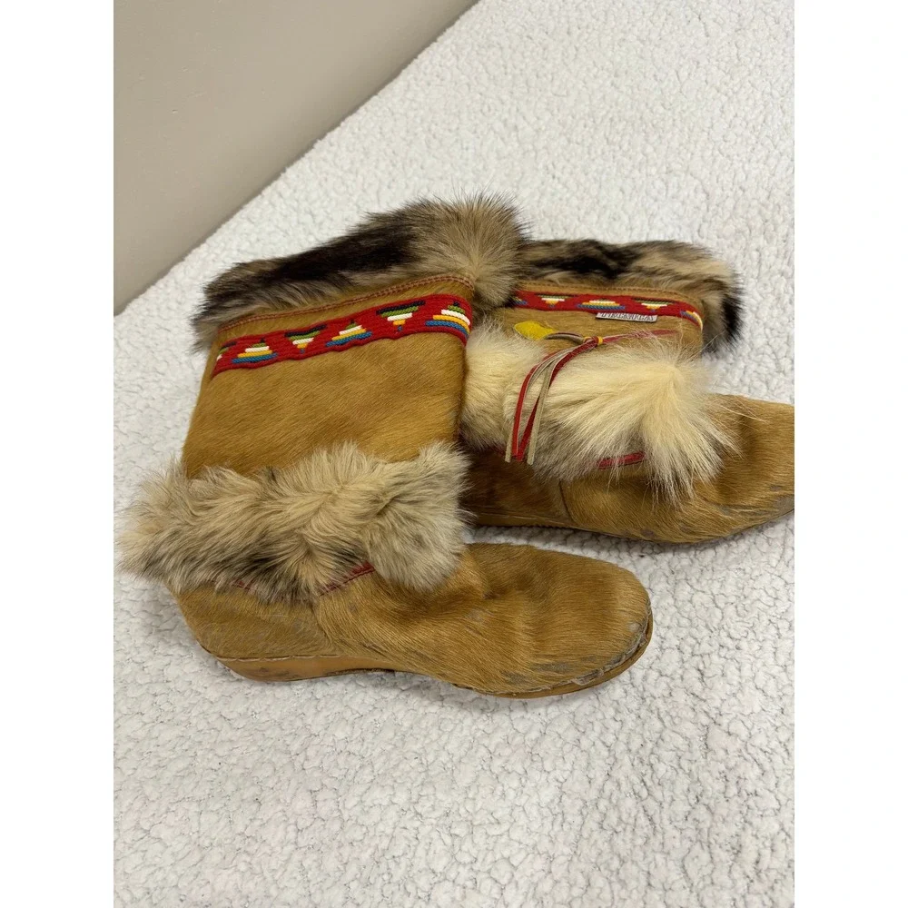Tecnica Womens EU 40 Tan Cow Hair Apres Ski Winter Snow Boots Vintage Boho Chic
